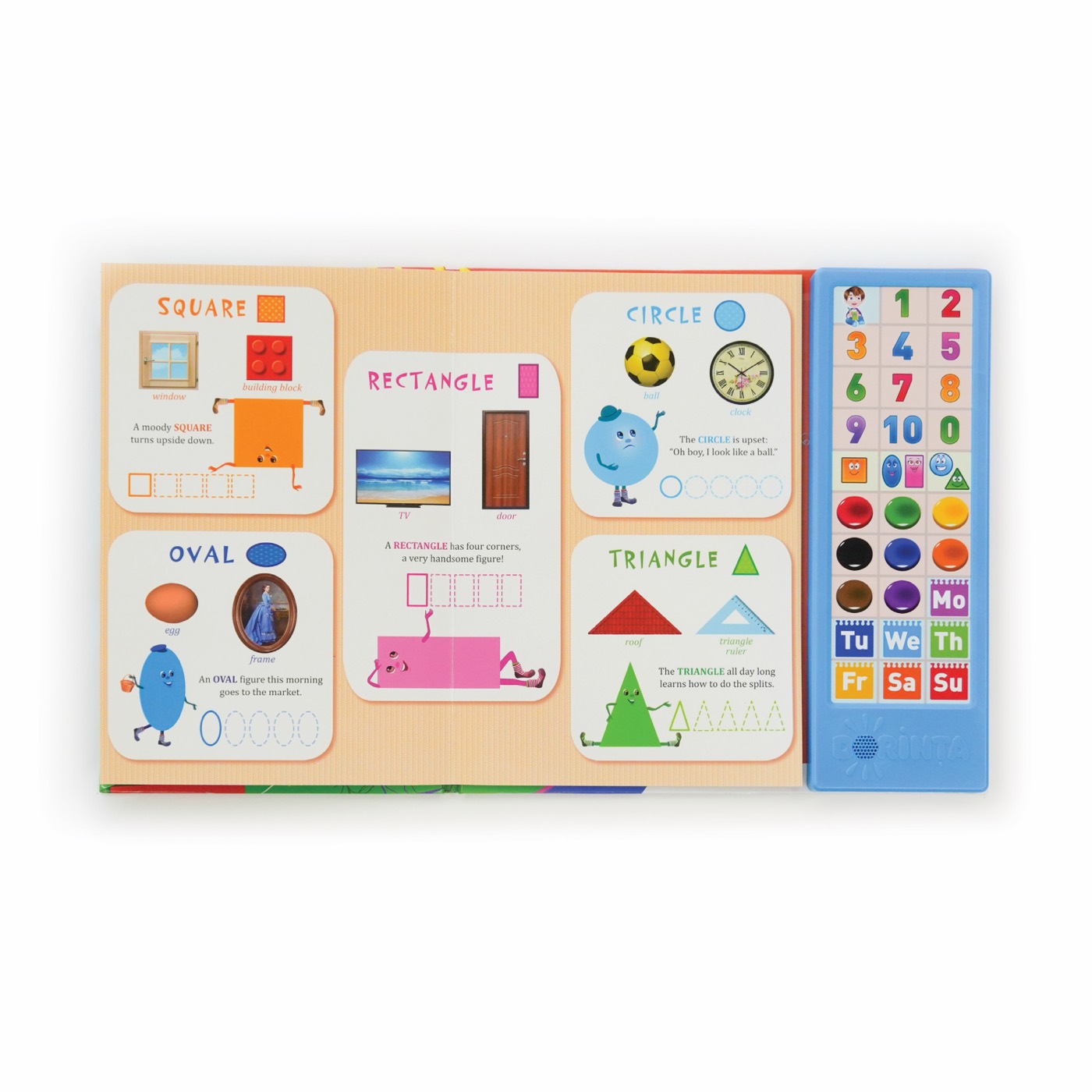 Open Numbers Sound Book showing shape activities and its sound panel